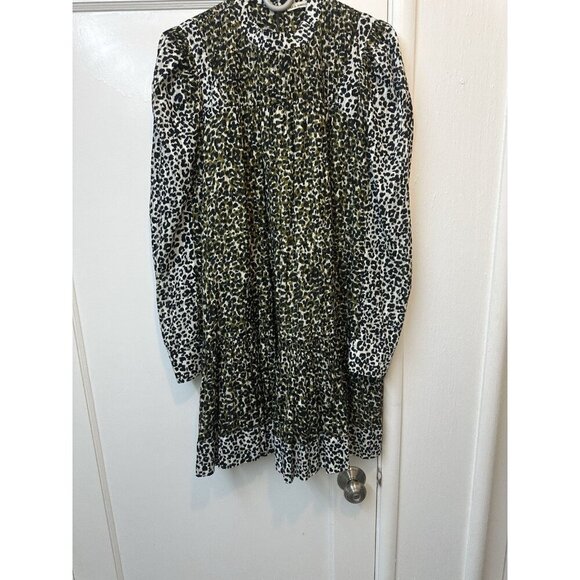 Ulla Johnson Amira Leopard Puff Sleeve Dress Size 4 Ruffles - Picture 1 of 7